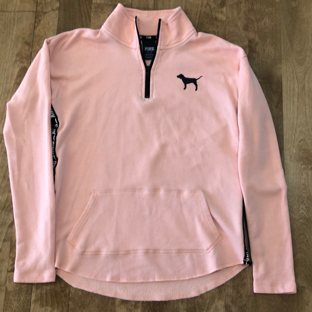 PINK size XS 1/4 zip pullover, light peach color